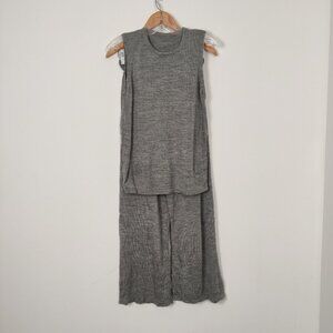 Women's Knit Tank Top Palazzo Pants in Gray Size 6 Bohemian Comfy Cozy
